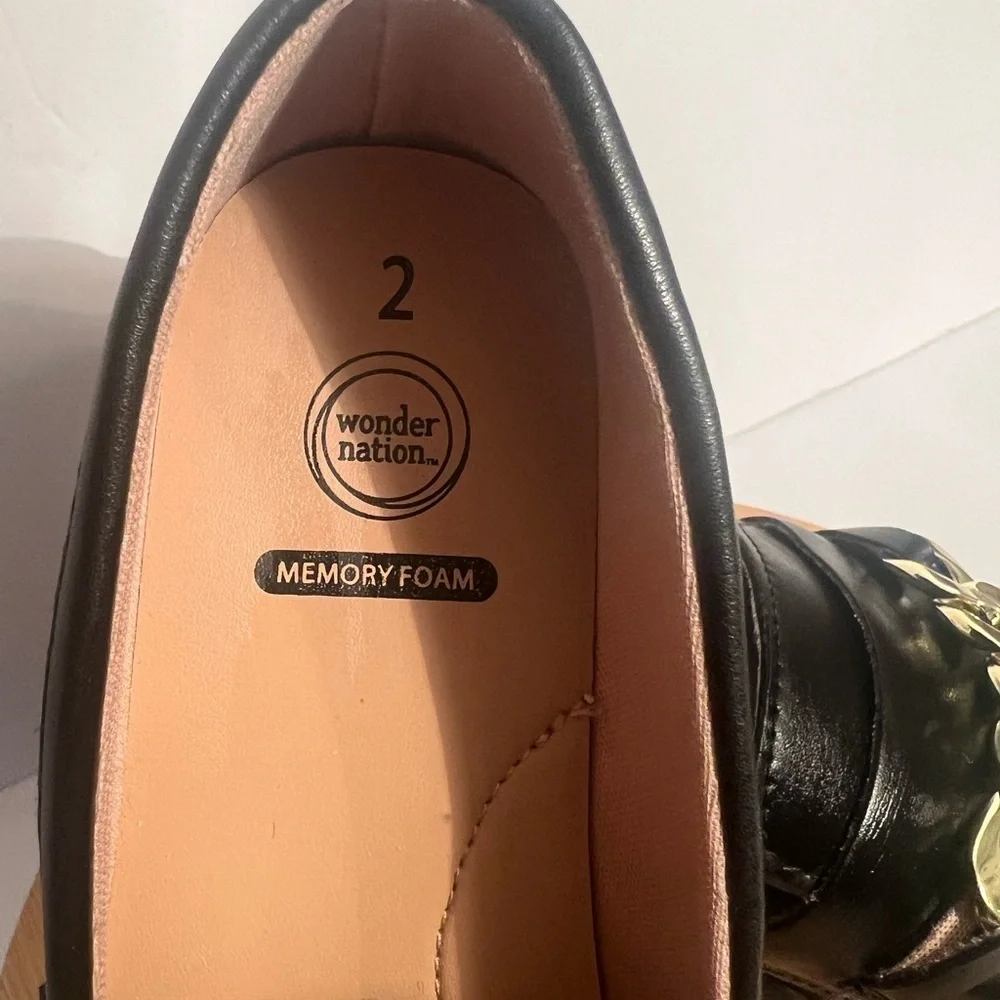 Girls black dress shoe size 2